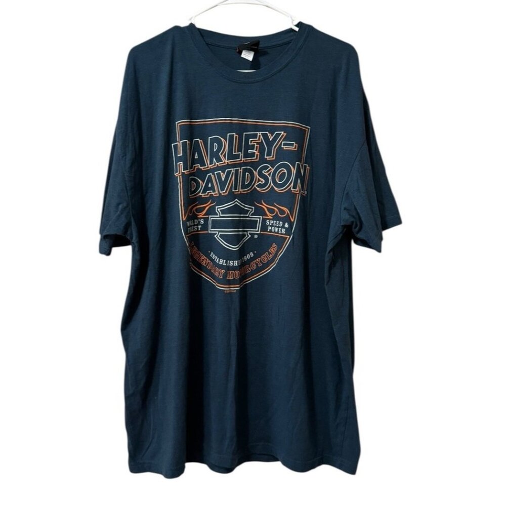 Harley Davidson Chipps‎ Osceola Iowa Men Size XXL Blue T-shirt Biker Motorcycle